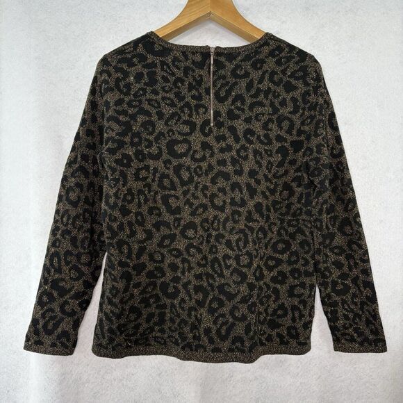 Chico's Animal Print Sweater Metallic Long Sleeve Wool Blend Womens Size 3 (XL) - Picture 3 of 6